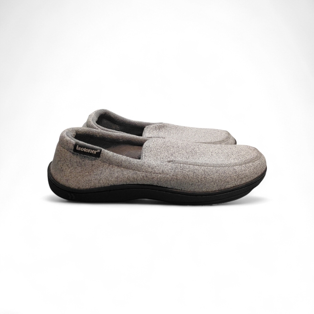 NWT Isotoner Men’s Memory Foam Slippers XXL 13–14 Grey Indoor Outdoor Comfort